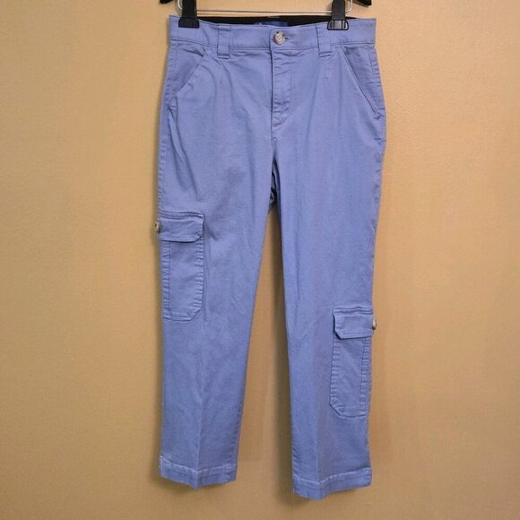 Democracy Jeans Straight Cropped Utility Cargo Pants Women 10 Blue Ab Technology - Picture 1 of 7